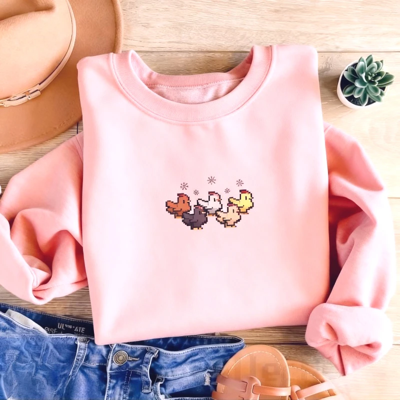 Winter Clothing Stardew Valley - 크리스마스 치킨 스타듀 밸리 스웨트셔츠 픽셀