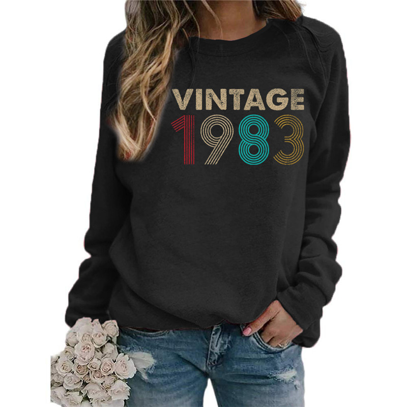 Winter Clothing Sale - 빈티지 1983 인쇄 후드 여성 양털