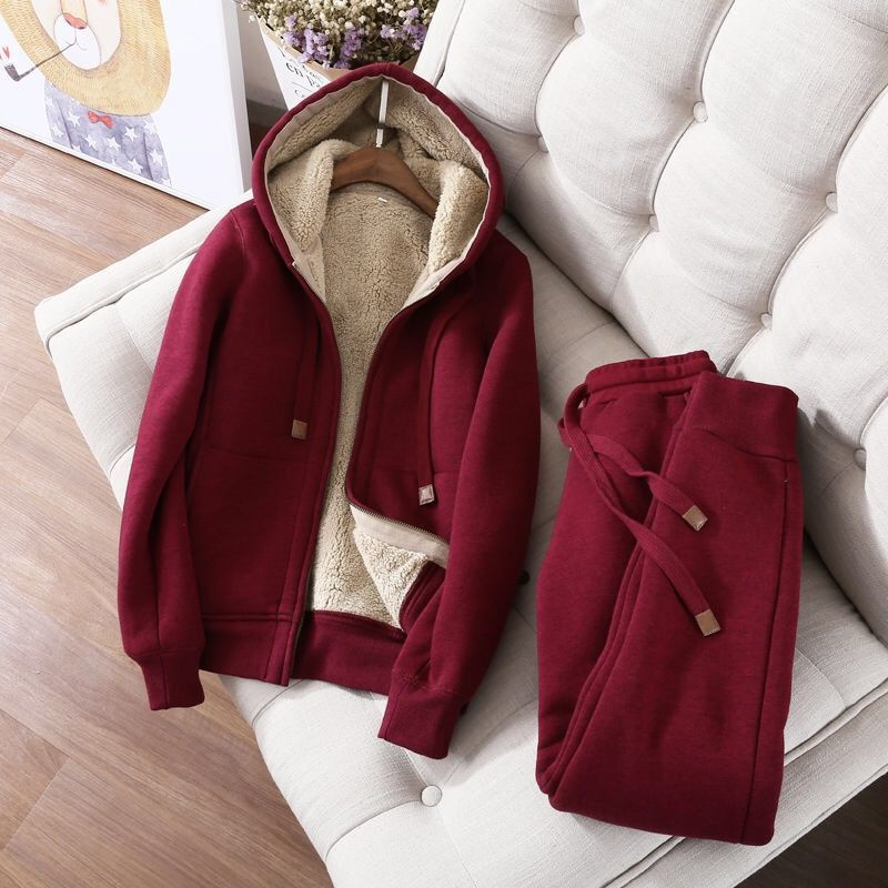 여성용 맨투맨 스웻팬츠 투피스 수트, 두꺼운 스포츠 캐 - Winter Clothing Sale 리뷰 및 가격