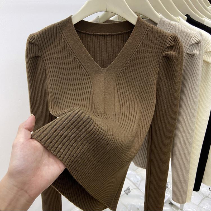 우아한 V넥 겨울 기본 스웨터 여성 풀오버 캐주얼 긴팔 - Winter Clothing Factory Outlet 리뷰 및 가격