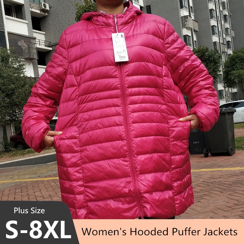 플러스 사이즈 5XL 6XL 7XL 여성용 후드 퍼퍼  - Winter Clothing Equipment 리뷰 및 가격