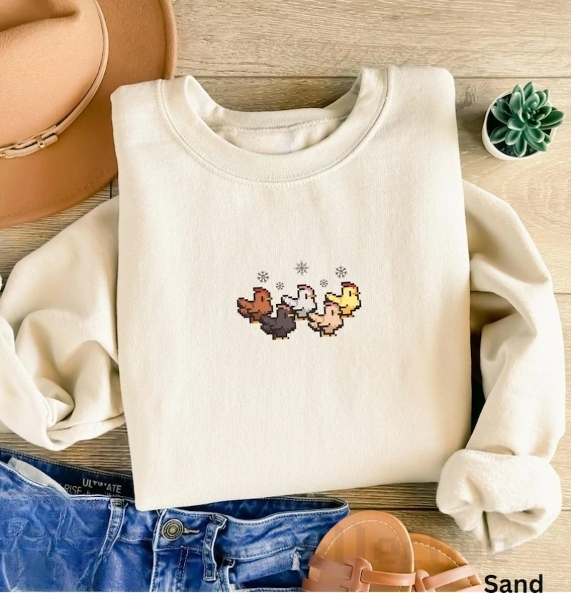 크리스마스 치킨 스타듀 밸리 스웨트셔츠 픽셀 아트 게임 - Winter Clothing Stardew Valley 리뷰 및 가격