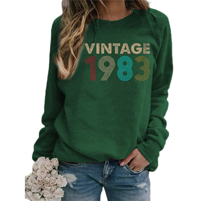 빈티지 1983 인쇄 후드 여성 양털 긴 소매 O 넥  - Winter Clothing Sale 리뷰 및 가격