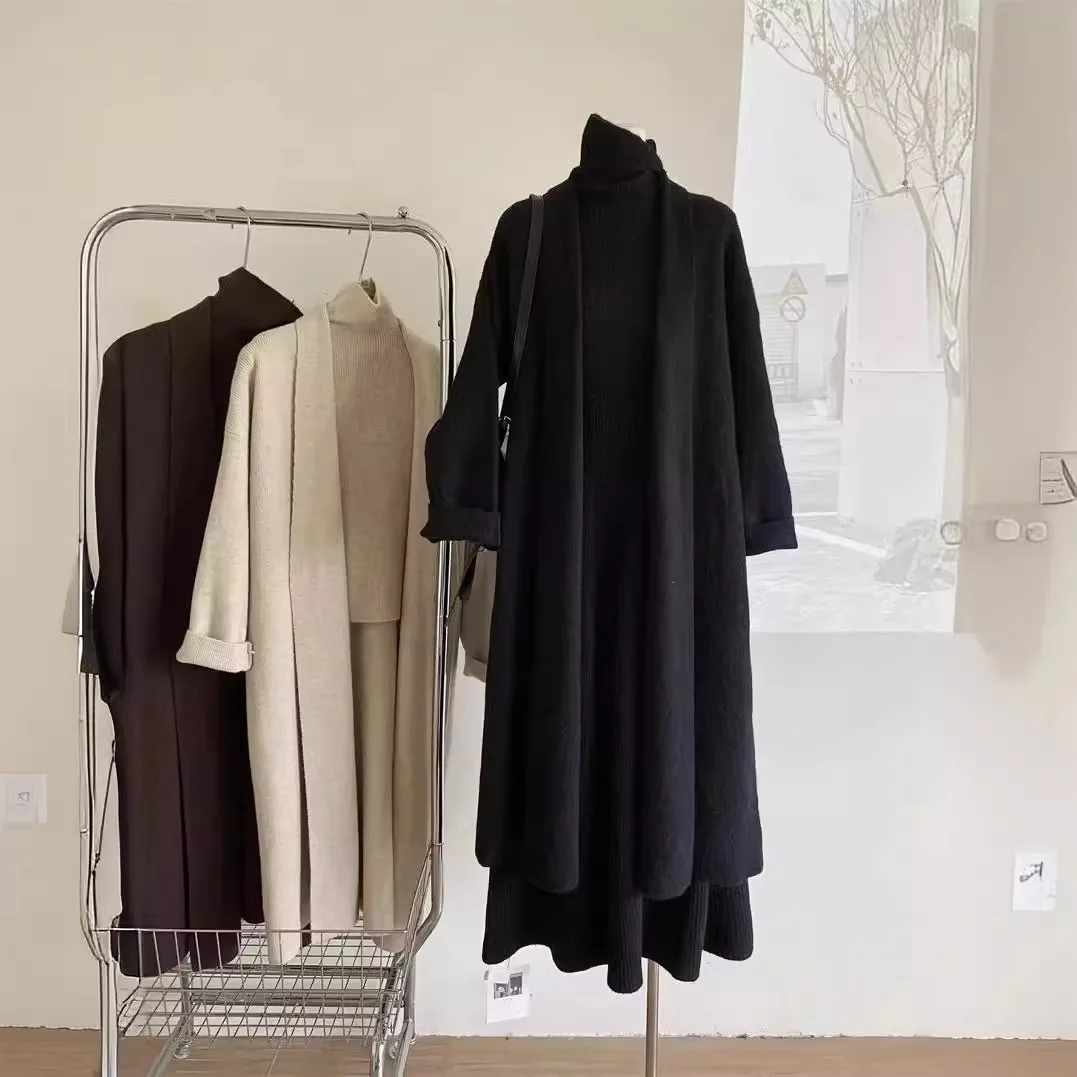 3 조각 세트 여성 긴 스웨터 조끼 2025 점퍼 드레 - Winter Clothing Sale 리뷰 및 가격