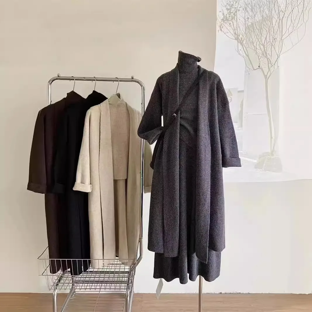 3 조각 세트 여성 긴 스웨터 조끼 2025 점퍼 드레 - Winter Clothing Sale 리뷰 및 가격