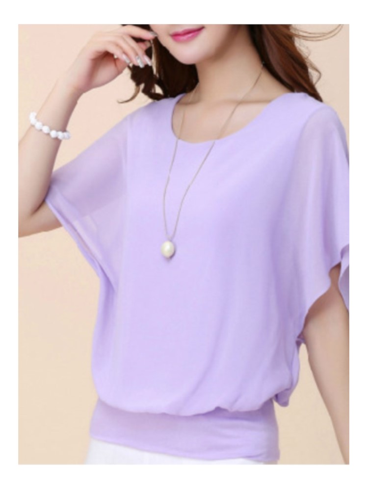 여성용 O넥 반팔 쉬폰 셔츠, 루즈 패션, 블랙 캐주얼 - Winter Clothing Factory Outlet 리뷰 및 가격