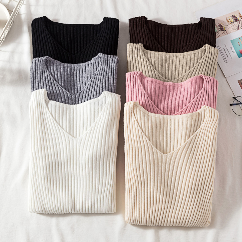 가을 겨울 여성 스웨터 캐주얼 긴 소매 니트 V 넥 풀 - Winter Clothing Factory Outlet 리뷰 및 가격