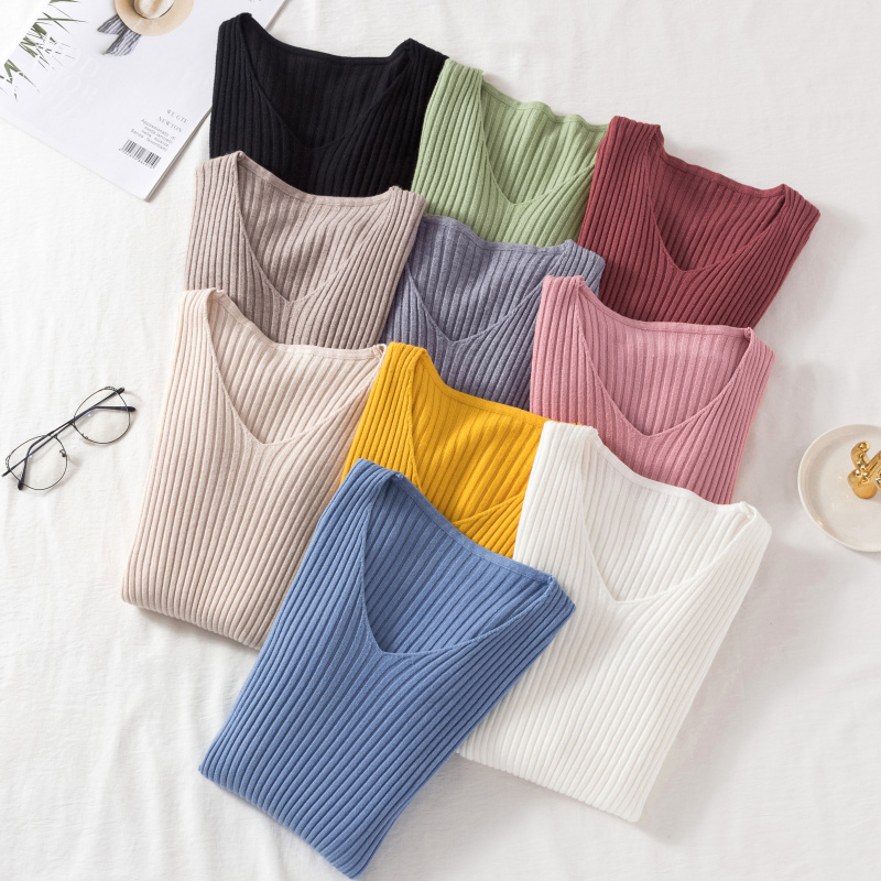 가을 겨울 여성 스웨터 캐주얼 긴 소매 니트 V 넥 풀 - Winter Clothing Factory Outlet 리뷰 및 가격