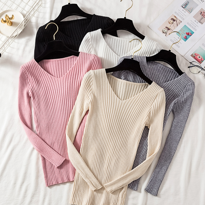 가을 겨울 여성 스웨터 캐주얼 긴 소매 니트 V 넥 풀 - Winter Clothing Factory Outlet 리뷰 및 가격